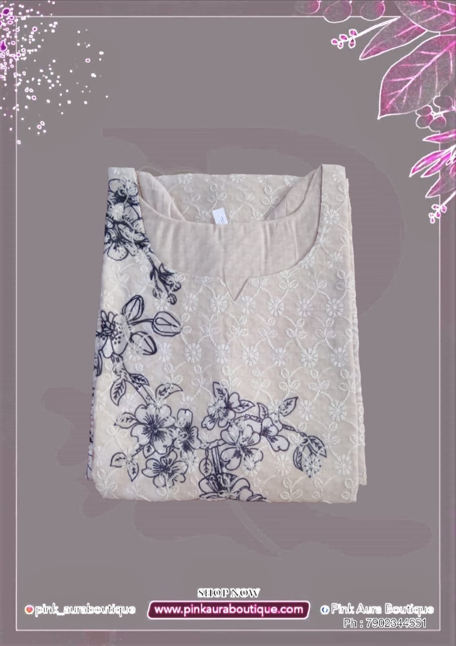 Slit Tops Printed Embroidery