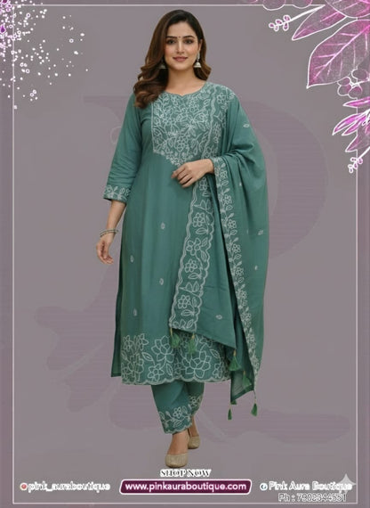 Readymade Churidar Set- Mul Chanderi