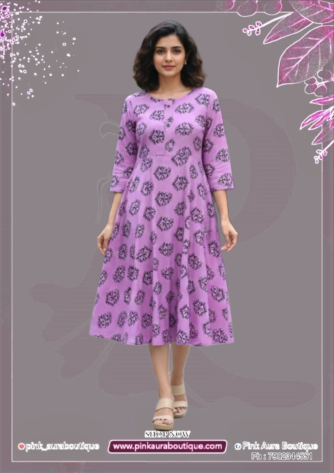 A Line Frocks Printed Embroidery