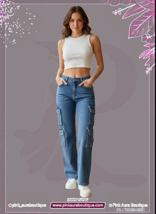 Ladies Baggy Cargo Jeans