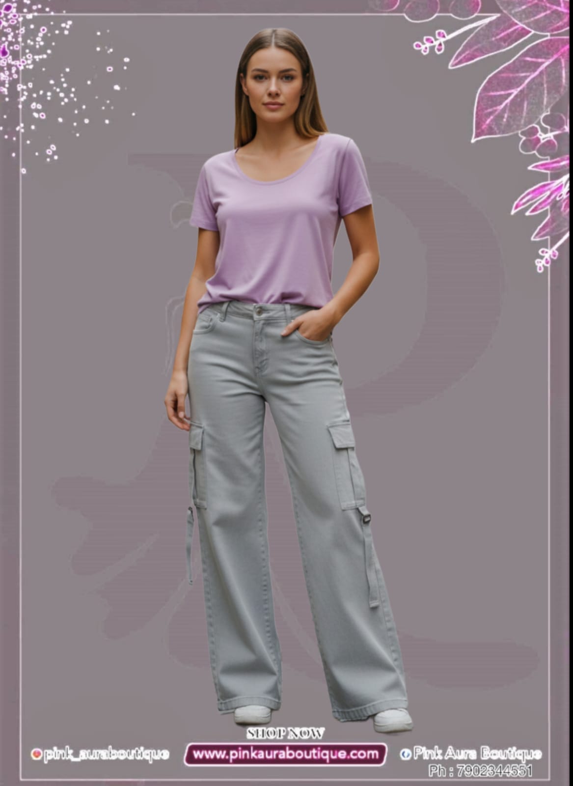 Ladies Baggy Cargo Jeans