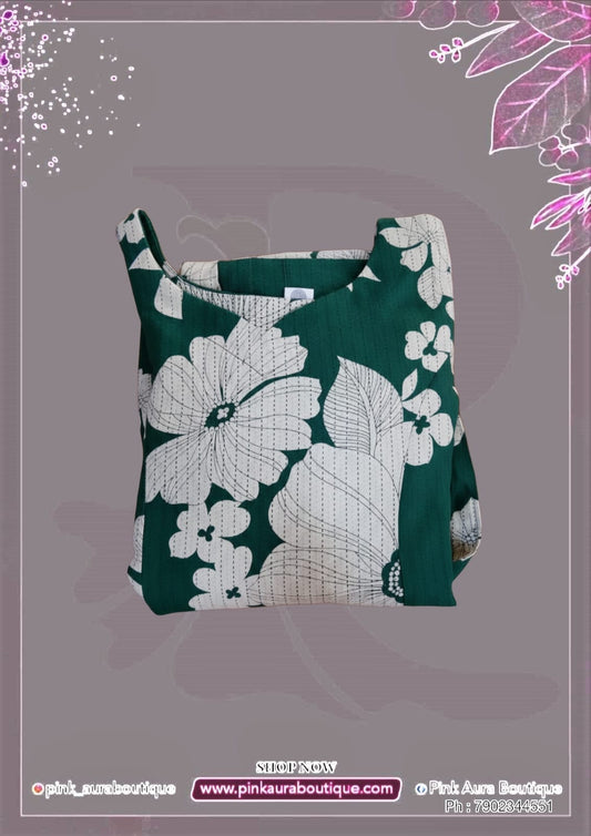 A Line Frock - Sleeveless Printed Embroidery