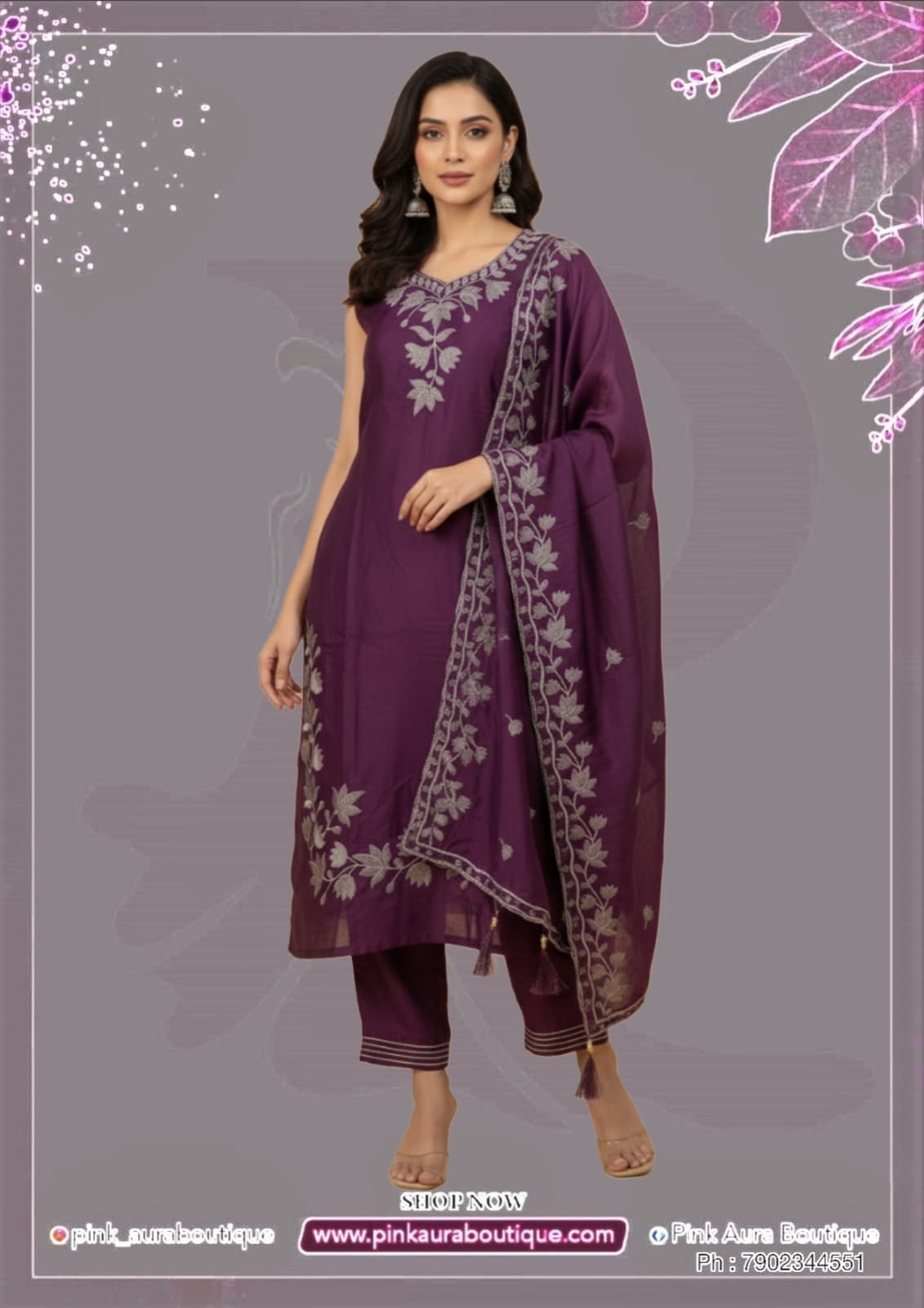 Readymade Churidar Set- Mul Chanderi